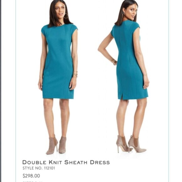 NWT Cynthia Fields New York Double Knit Sheath Dress Sz 2 Charcoal Rare - Picture 10 of 10